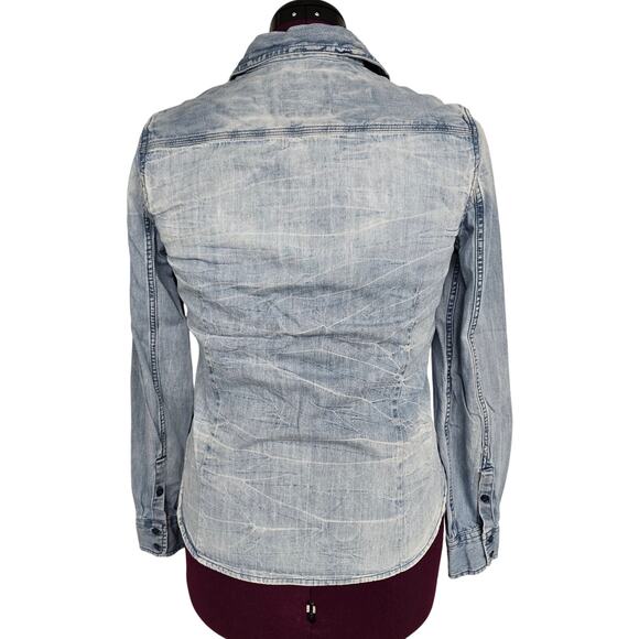 Women's American Eagle Button Down Denim Long Sleeve Top | Size Medium - Picture 4 of 11